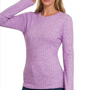 Zenana Outfitters Women's Long Sleeve Ribbed Tee